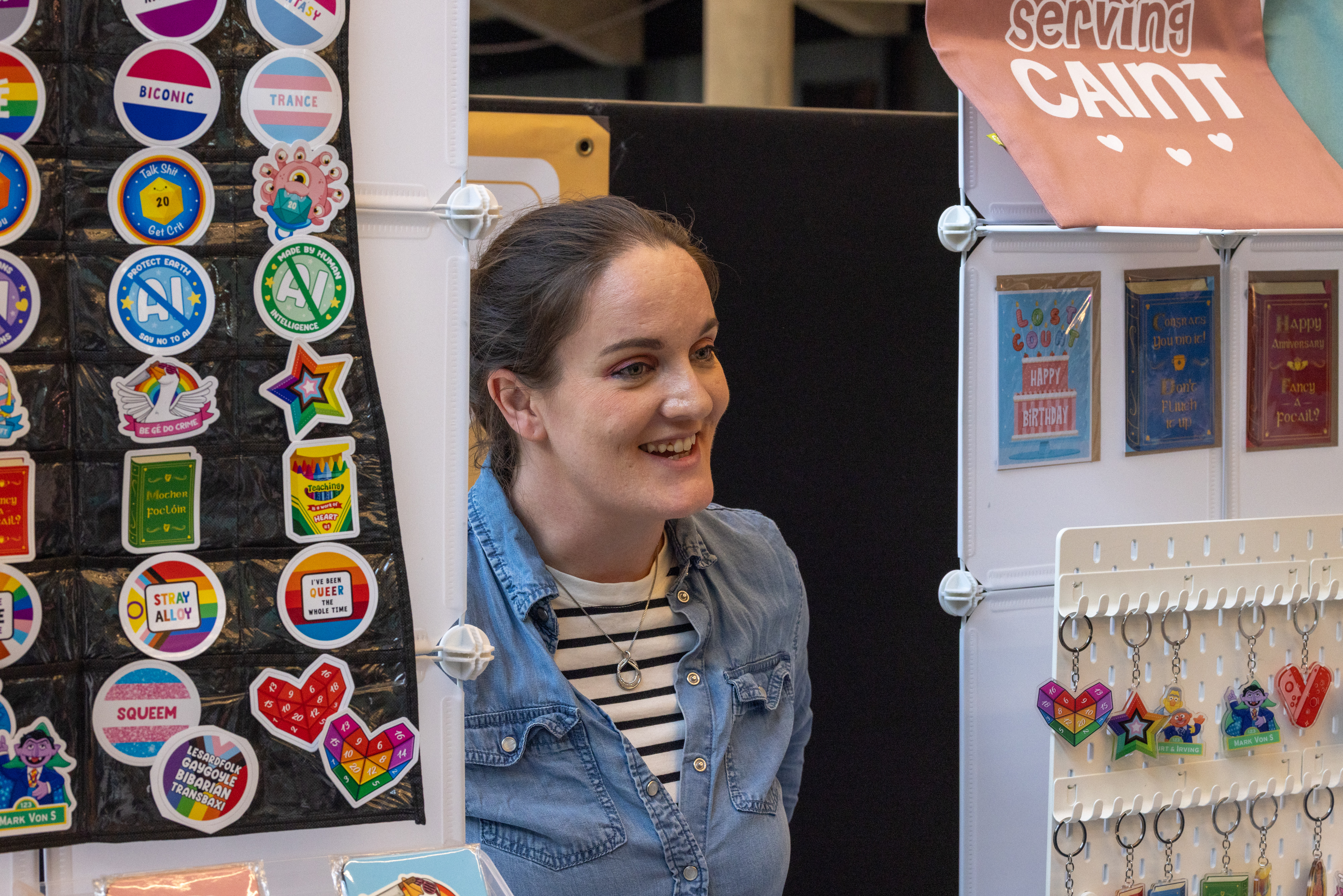 Person with craft stall. 